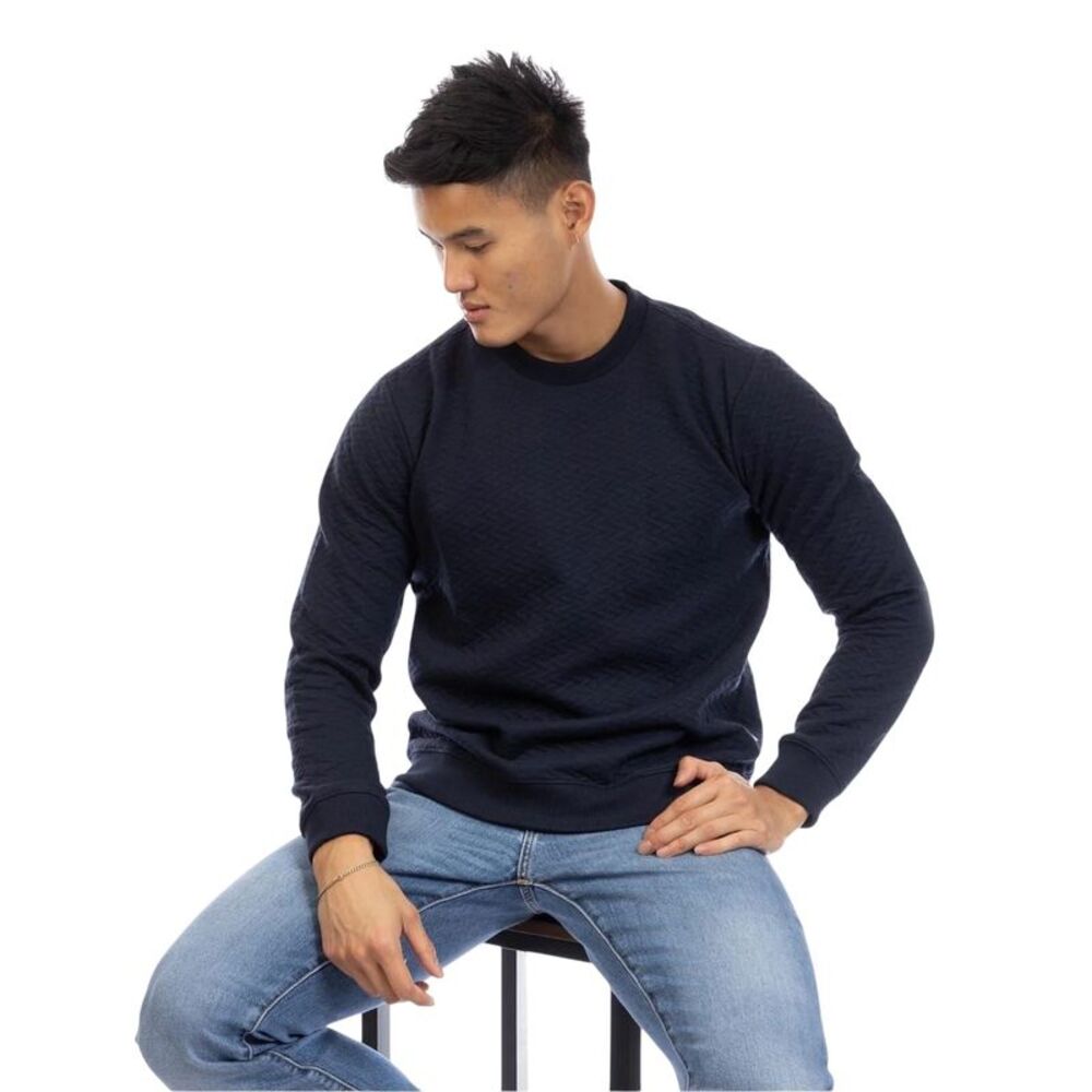 Peter Werth Mens Quilted Sweatshirt / Dark Navy